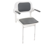 AKW 2000 Series Standard Fold-Up White Standard Shower Seat with Mid-Grey Arms and Back