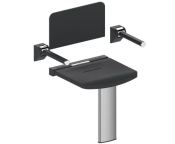 AKW Onyx Shower Seat w/ Back & Arms - Black