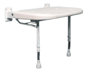 AKW Advanced Wall Mounted Extra Wide Bariatric Fold-up Moulded Shower Seat w/ Support Leg