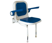AKW 4000 Series Blue Padded Standard Fold-Up Shower Seat with Back and Blue Arms