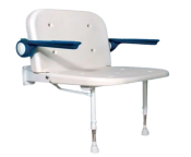 AKW 4000 Series Extra Wide Fold-Up Shower Seat with Back and Blue Arms