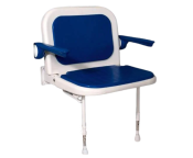 AKW 4000 Series Blue Padded Extra Wide Fold-Up Shower Seat with Back and Blue Arms