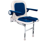 AKW 4000 Series Standard Blue Padded Horseshoe Fold-Up Shower Seat with Blue Arms