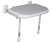 AKW Advanced Wall Mounted Extra Wide Bariatric Fold-up Moulded Grey Padded Shower Seat w/ Support Legs