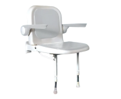 AKW 4000 Series White Standard Fold-Up Shower Seat with Back and Grey Arms
