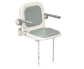 AKW 4000 Series Grey Padded Standard Fold-Up Shower Seat with Back and Grey Arms