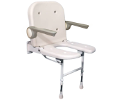 AKW 4000 Series Standard White Horseshoe Fold-Up Shower Seat with Grey Arms