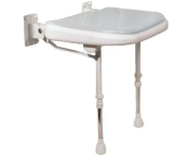 AKW Advanced Wall Mounted Bariatric Fold-up Moulded Grey Padded Shower Seat w/ Support Legs