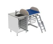 Granberg Height Adjustable Changing Table 332 - Combination 1, Washing Bench Left, Border 20 cm