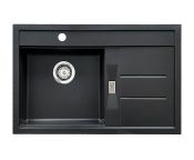 Granberg Granite Kitchen Sink ESG-4001BL – 780 × 500 × 120 mm, Left, Right Hand Drainer - Black Quartz Composite