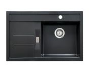 Granberg Granite Kitchen Sink ESG-4001BR – 780 × 500 × 120 mm, Right, Left Hand Drainer - Black Quartz Composite