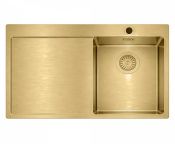 Granberg Stainless Steel Kitchen Sink EST-3401BR – 780 × 500 × 120 mm - Right w/ Left Drainer - PVD Gold