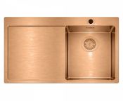 Granberg Stainless Steel Kitchen Sink EST-3401BR – 780 × 500 × 120 mm - Right w/ Left Drainer - PVD Copper