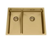 Granberg Ergosteel Trendline 53KH-03 Accessible Kitchen Sink, Gold PVD - 57.8 cm, Inc. Flexible Waste Kit