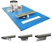 Maxxus Linear Floor Former, 10m&sup2; Liquid Tanking Kit, Purus Drain, Brushed Brass Tile Insert - Multiple Sizes
