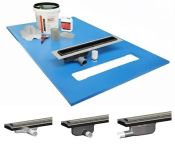 Maxxus Linear Floor Former, 10m&sup2; Liquid Tanking Kit, Purus Drain, Black Tile Insert - Multiple Sizes