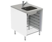 Granberg Washing Bench 328, Stainless Steel Worktop, Centre Sink - Tap, Side Panels & 4x Wire Baskets - 620mm Width