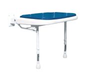 AKW Advanced Wall Mounted Extra Wide Bariatric Fold-up Moulded Blue Padded Shower Seat w/ Support Legs