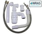 AWS 40 mm McAlpine Flexible Kitchen Waste Kit with 2x 1000 mm WRAS-Approved Hydralectric PEX Feeds, 15 mm Female, with M8 Adaptors