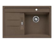 Granberg Granite Kitchen Sink ESG-4001BR – 780 × 500 × 120 mm, Right-Hand Bowl / Left-Hand Drainer – Brown Quartz Composite