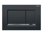 Geberit Sigma30 Flush Plate for Dual Flush, Black/Gloss Chrome-plated