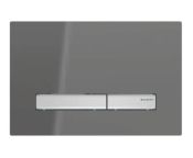 Geberit Sigma50 Flush Plate for Dual Flush, Chrome-plated & Smoked Glass Reflective