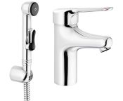 Granberg 425-106 Thermostatic Monobloc Basin Mixer Tap, 150mm Lever & Separate Self-closing Hand Shower