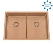 Granberg Ergosteel Trendline 80K-04 Accessible Kitchen Sink, Copper PVD - 72.8 cm, Inc. Flexible Waste Kit