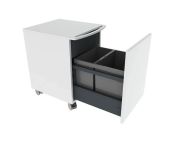 Granberg Mini Cabinet on Wheels, 2x Waste Sorting Bins, Inner Top Drawer, Fully Extendable, Soft-close