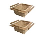 Hafele 2x Pale Wicker Basket Drawers, European Oak Frames & Runners - for 600mm Width Cabinets