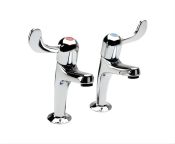 Hafele Pillar Taps, High Neck with 3 Inch Lever, for Accessible Kitchens (Pair) - Chrome Finish
