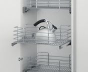 Hafele Pull Out Basket x1, Full Extension, Chrome Wire for 300-600mm Cabinet Widths