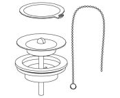 Pressalit Drain Fitting, Ring, Chain & Plug for Matrix Medium Washbasins