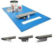 Maxxus Linear Floor Former, 10m&sup2; Liquid Tanking Kit, Purus Drain, SS Tile Insert - Multiple Sizes