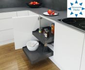 Vauth-Sagel VS SUB Basket, Pull-out Planero Lava Grey Storage Tray, 400-600mm CAB - For Hinged Door Cabinets
