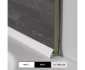 Showerwall Sureseal - 2450mm Length 2 Part Flexible Seal - White, Satin Silver or Black