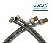 Hydralectric WRAS Approved (PEX) Flexible Water Hoses - 1000 mm, 2x Female 15 mm with M8 Adapters - Pair