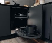 Vauth-Sagel VS Cornerstone Maxx Pull Out Shelving Unit, Premea Lava Grey Solid Base & Wire Shelves, 800-1000mm CAB - LH
