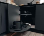 Vauth-Sagel VS Cornerstone Maxx Pull Out Shelving Unit, Premea Lava Grey Solid Base & Wire Shelves, 800-1000mm CAB - RH