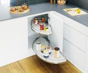Vauth-Sagel VS Cornerstone Maxx Pull Out Shelving Unit, White Base, Polished Chrome Rails, 800-1000mm CAB - LH