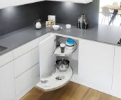 Vauth-Sagel VS Cornerstone Swing Pull Out Shelving Unit, White Base, Polished Chrome Edge, 800-1200mm CAB - Unhanded