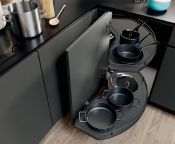 Vauth-Sagel VS Cornerstone Swing Pull Out Shelving Unit, Premea Lava Grey Solid Base with Wire Rails, 800-1200mm CAB - Unhanded