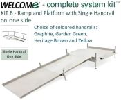 Welcome Kit B 122cm Sq. Platform, Plus Choice of 120 to 480cm Ramp Lengths, STD Ht. 38cm - 1x Single Handrail, 4x Colours