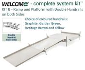Welcome Kit B, 122cm Sq. Platform, Plus Choice of Ramp Length 120 to 480cm, STD Ht. 38cm - 2x Dbl Handrails, 4x Colours