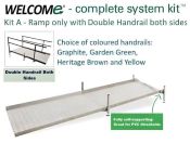 Welcome Ramp Kit A, Choice of 120 to 480cm Ramp Lengths, STD Ht. 33cm - 2x Dbl Handrails, 4x Colours