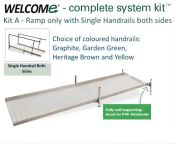 Welcome Ramp Kit A, Choice of 120 to 480cm Ramp Lengths, STD Ht. 33cm - 2x Single Handrails, 4x Colours