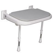 AKW Advanced Wall Mounted Extra Wide Bariatric Fold-up Moulded Grey Padded Seat w/ Support Legs