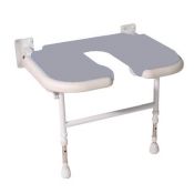 AKW Advanced Wall Mounted Extra Wide Fold-up Moulded Grey Padded Horseshoe Seat w/ Support Legs