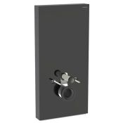 Geberit Monolith for Wall-hung WC, 101 cm, Front: Black Glass, Sides: Black Chrome ALU