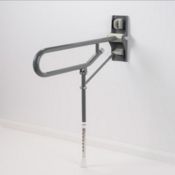 AKW 1800 Series - Fold Up Toilet Support Grab Rail, ADJ Leg - Mid Grey